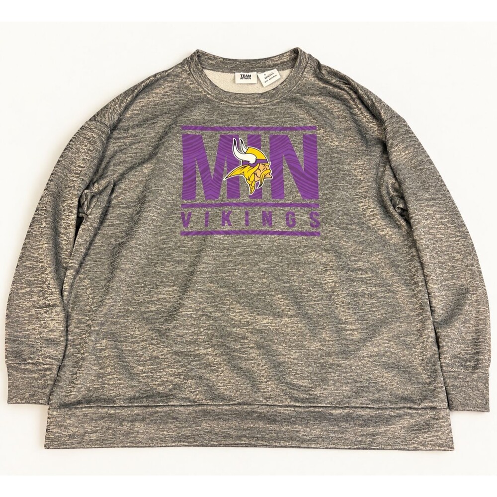 Minnesota Vikings NFL Team Apparel Zubaz Sweatshirt XL Gray Crewneck